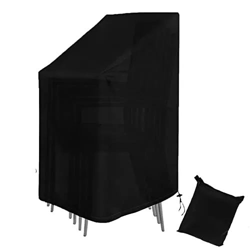 MOZMY Gartenstühle Abdeckung Wasserdicht 75x75x80/120 cm, 420D Oxford Abdeckung Stapelstühle Outdoor, Winddicht Anti-UV, Schutzhülle Stapelstühle Abdeckplane für Sessel Hochlehnstühlee
