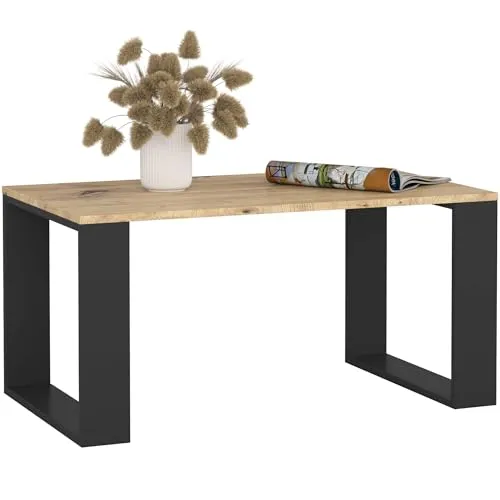 AKORD Couchtisch Holz NOX mit Regal, 92x45x53cm - Wohnzimmertisch im modernen, minimalistischen Design aus stabiler Schichtstoffplatte – vielseitig als Couchtisch oder Ablage nutzbar und ideal kombinierbar.