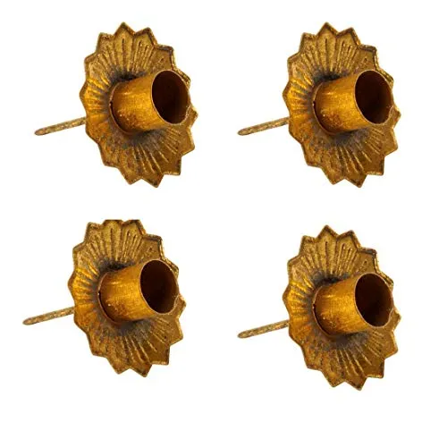 LB H&F Set 4 x Adventskranz Stecker Advent Gold Kerzenhalter für Spitzkerzen Weihnachten Adventsgesteck (Spitzkerzenstecker Gold antik)