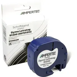 Label Band kompatibel zu Dymo 91200 (S0721510) schwarz auf weiß 12mm x 4m