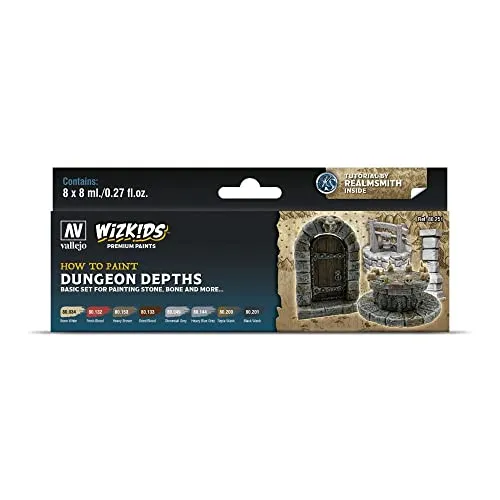 Acrylicos Vallejo 214959 80251 Farb-Set, WizKids Dungeon Depths, 8 x 8 ml Modellbau, Verschieden