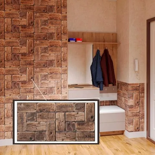 3D-Wandpaneele PVC in Holzoptik – Kiefer Holzblock, 10 Platten, 5 m² - Hochwertige Wandverkleidung aus 3 mm starkem PVC, ideal für Wohnzimmer, Küche und Bad. Langlebig, wasser- und stoßfest, perfekte DIY-Montage.