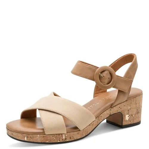 MARCO TOZZI Damen Sandalen mit Absatz - Vegan und Bequem - Wanderschuhe mit softig weicher Feel me Sohle für optimalen Tragekomfort. 100% vegane Materialien und trendiger Blockabsatz sorgen für stilvolle Eleganz und sicheren Halt.