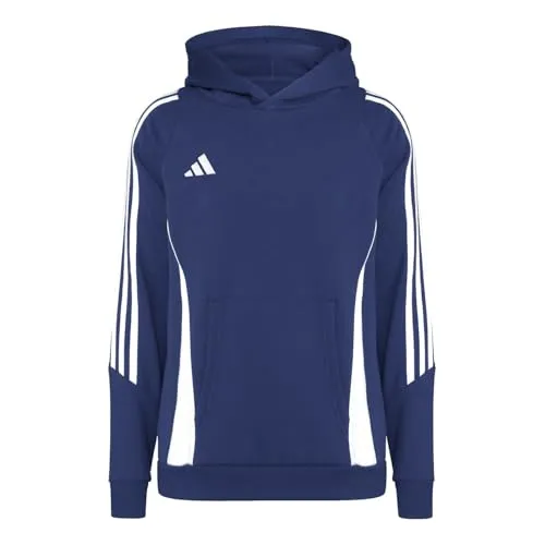 adidas Performance Tiro 24 Hoody Kids blau-weiß, Größe 164 - Kinder-Sweater mit Kordelzug, ideal für sportliche Aktivitäten und lässigen Style.