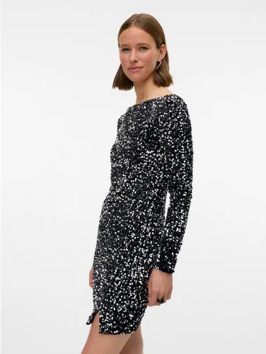 Vero Moda Midikleid VMBELLA mit Pailletten in Schwarz in schwarz von VERO MODA