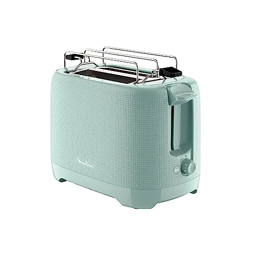 Moulinex Morning Toaster, 7 Bräunungsstufen, Brötchen-Aufsatz, Stopp-Funktion, extrabreite Schlitze, Toaster 2 Scheiben, Eucalyptus, LT2M1310, Eukalyptus