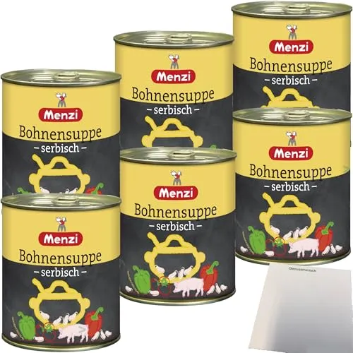 Menzi Serbische Bohnensuppe 6er Pack (6x800ml Dose) + usy Block