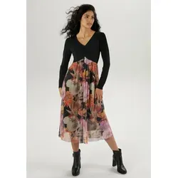 Aniston SELECTED Midikleid mit Raffung am V-Ausschnitt in braun von Aniston