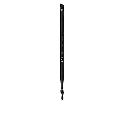 NYX Professional Makeup Pro Dual Brow Brush, Doppelseitig mit Bürstchen und angeschrägtem Augenbrauenpinsel, Synthetische Fasern, Schwarz