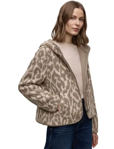 Street One Damen Hoodie Jacke im Teddy-Design - Kuschelige Hoodie Jacke mit Kapuze und Animal Print für einen lässigen Look und hohen Tragekomfort.
