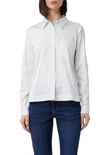 Comma Streifenbluse aus Baumwollstretch mit Leo-Detail