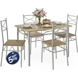 Casaria Essgruppe Paul, 5-tlg. Sitzgruppe für Esszimmer