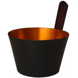 Sauna Aufgusskübel - Aluminium gold/schwarz mit geradem Griff - Saunazubehör: Eleganter Aufgusskübel aus Aluminium mit 5 Liter Füllmenge und praktischem geradem Griff für ein entspanntes Saunaerlebnis.