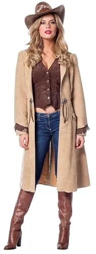 Wilbers Cowgirl Kostüm Größe 40 in Braun - Stylisches Cowgirl Kostüm in Größe 40, aus 100% Polyester. Perfekt für Kostümfeste oder Mottopartys. Hinweis: Ab 14 Jahren, nicht für Kinder unter 14 geeignet.