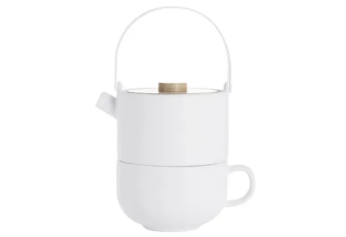 Umea Tea-for-one-Set - Elegantes Teekocher-Set in Weiß, perfekt für entspannte Teestunden allein oder zu zweit.