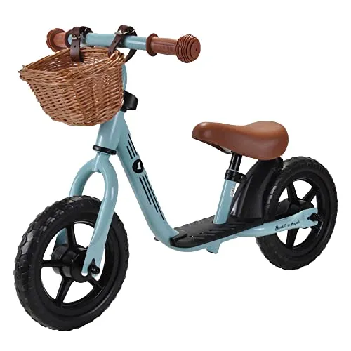 Bandits & Angels Laufrad Vintage Blau mit Weidenkorb – ab 2 Jahren – verstellbarer Sattel