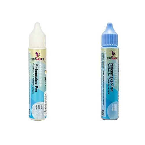 Artidee CREARTEC Perlenmaker Pen 2er Set Winterwelt - pastellblau & kristall - zum Gestalten von dekorativen 3D Farbperlen auf Textilien, Holz, Pappe, Leder, Glas, Keramik - 2 x 30ml (60ml)