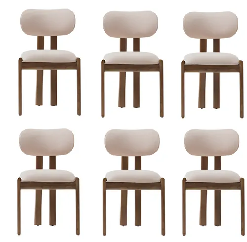 Beiger Esszimmerstuhl mit Weicher Polsterung – 6er Set - Küchen- und Esszimmerstuhl Set für bis zu 6 Personen, modern und stilvoll, mit komfortabler Polsterung für entspanntes Sitzen. Ideal für gesellige Abende!