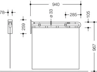 HEWI 801.52B10041 98 Duschspritzschutz Ser 801, matt, von HEWI