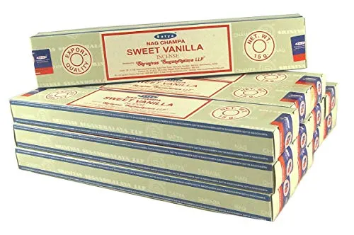 Satya Räucherstäbchen Sparset. 12 Packungen a 15g Ca 180 Sticks Sweet Vanilla