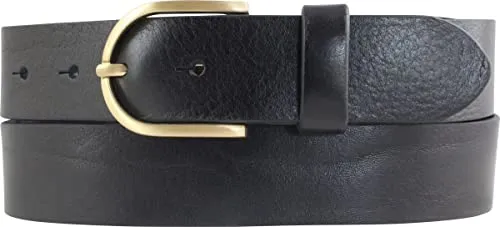 BELTINGER Damen-Gürtel Aus Vollrindleder 3,5 cm | Jeans- Und Chino-Gürtel 35mm | Mit Runder, Goldener Schließe | Schwarz 85cm