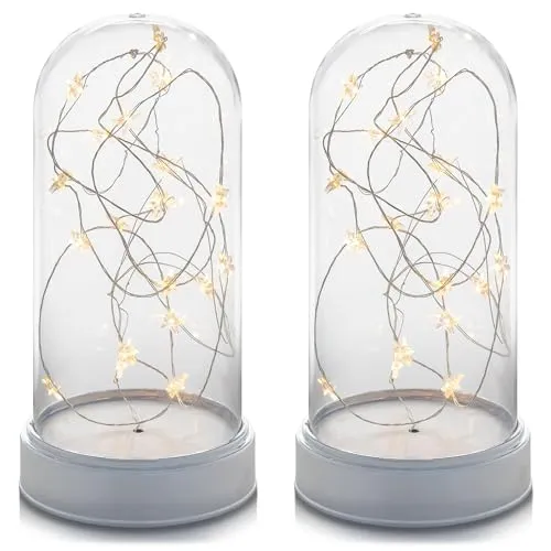 Nipach GmbH 2er Set Deko-Glocke mit Stern-Lichterkette 20 LED warm weiß Batterie Glocke Weihnachts-Deko Batterie Höhe 22 cm Deko-Leuchte Xmas-Deko