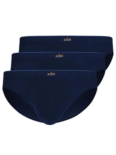 SCHÖLLER 3er Pack Herren Slip Baumwolle-Elasthan 821-42-425 Gr. M in deep sea Blue