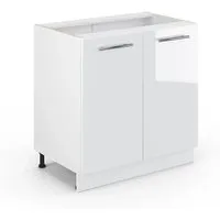 Vicco Spülenunterschrank Fame-Line 80 cm - Moderner Spülenunterschrank in Weiß Hochglanz mit SoftClose-Funktion, ideal für Ihre Küchenorganisation.