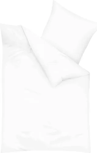 Produktbild Kaeppel Biber Bettwäsche Uni 100% Baumwolle Reißverschluss Bettbezug Kissenbezug Bettgarnitur Bettwäsche-Set Bettzeug 135x200 cm Weiß