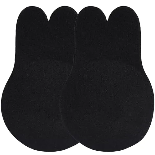 Klebe BH Push-Up – 2er Set selbstklebender BH mit handaufgetragenem Soft-Kleber – Rückenfrei & trägerlos – Unsichtbarer Lift-Up Bra mit Nippelabdeckung – Wiederverwendbar & hautfreundlich (Schwarz, C)