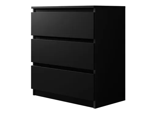 MIRJAN24 Kommode Malwa M3 - Grifflose Eleganz in Schwarz - Kommode mit 3 geräumigen Schubladen, ideal für stilvolle und praktische Aufbewahrung. Hochwertige Laminatplatte und modernes Design für jeden Raum.