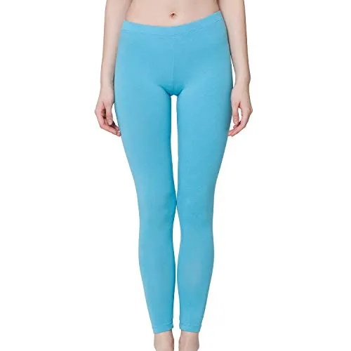 Celodoro Damen Leggings, stretchige Jersey Hose aus Baumwolle - Hellblau XXL