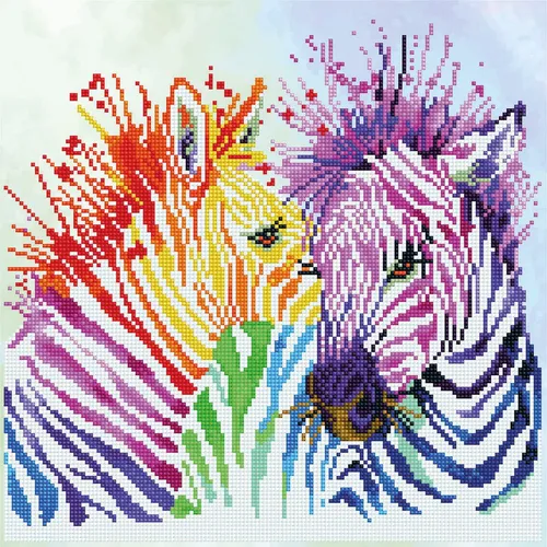 Diamond Dotz Rainbow Zebras (DD8.005) - Kreatives Bastelset - Bastelset für funkelnde Kunstwerke, ideal für kreative Stunden und zur Förderung der Feinmotorik.