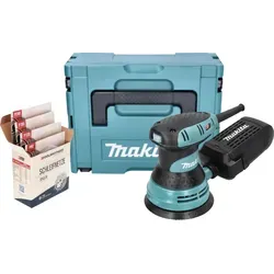 Makita BO 5031 J Exzenterschleifer 300 Watt mit Schleifset - Schleifmaschinen: Handlicher Exzenterschleifer mit 300 Watt, elektronischer Drehzahlvorwahl und umfangreichem Schleifset für effektives Arbeiten und saubere Ergebnisse.