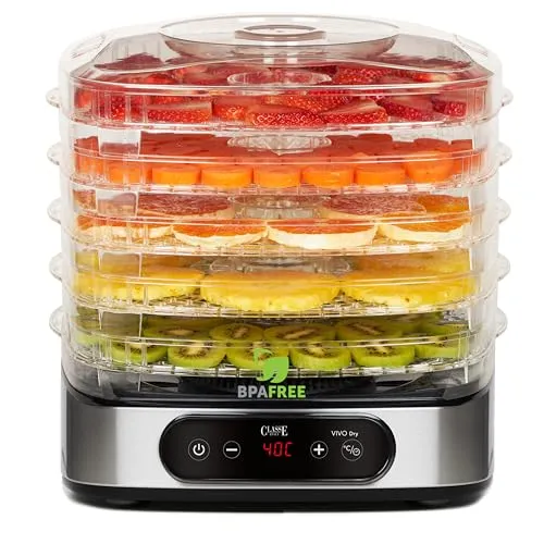 Classe Italy | Dörrgerät für Lebensmittel, niedriger Energieverbrauch, 5 Jahre italienische Garantie, BPA-frei, Dörrgerät für Obst, Gemüse, Fleisch, Fisch, Trockenfrüchte, 500 W, 23 Liter, Stahl