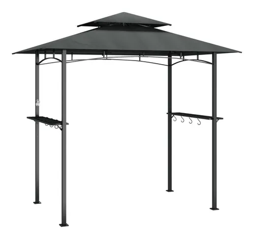 furnicato Grillpavillon Anthrazit 240x150x243 cm mit Stahlrahmen und