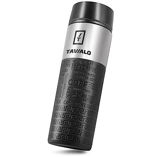 TAVIALO Thermobecher 380 ml – Isolierbecher Kaffee to go, Edelstahl BPA-frei, doppelwandig & auslaufsicher, inkl. 2 Silikondichtungen, hält Getränke 12 h heiß / 24 h kalt (Schwarz)