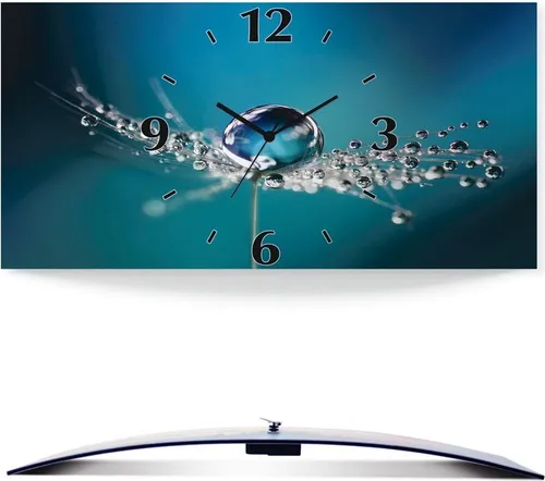 ARTLAND Lautlose Wanduhr Pusteblume 60x30 cm in blau von ARTland
