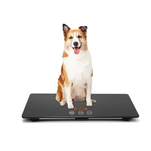 Digitale Haustierwaage, geeignet für Hunde, mit wasserdichter und rutschfester Matte, Tierwaagenplattform, Abmessungen 65x40cm, maximales Gewicht 220 Pfund, Genauigkeit 0,35 oz/10 g, schwarz.