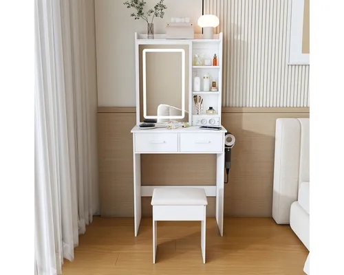 XDeer Konsolentisch mit Spiegel und LED-Beleuchtung