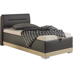 Polsterbett MAINTAL, braun (braun, cappuccino), B:112cm L:212cm, Ausf. 2-5 Matratzenbezug aus 100% Polyester, Betten, Polsterbett, mit verstellbaren Kopfteil-Elementen