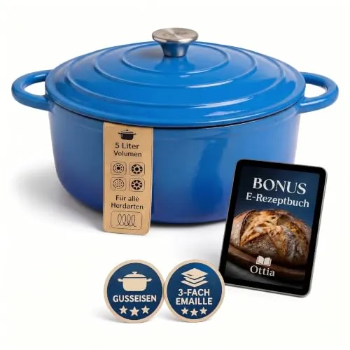 Ottia Gusseisen Topf 26cm – Emaille Dutch Oven mit eBook