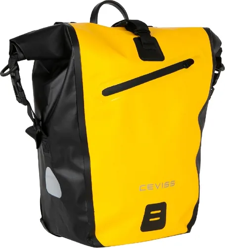 Fahrradtasche gelb/schwarz 25L - Wasserdichte Gepäckträgertasche mit Schnellverschluss, ideal für sicheres und sichtbares Fahren bei jedem Wetter. Perfekt für Fahrradtouren!