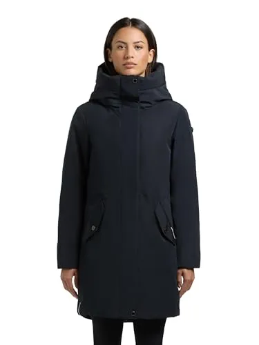 khujo Damen Wintermantel warmer Parka mit großer Kapuze und wattiertem Kragen Diance Port Blue Gr. XXL