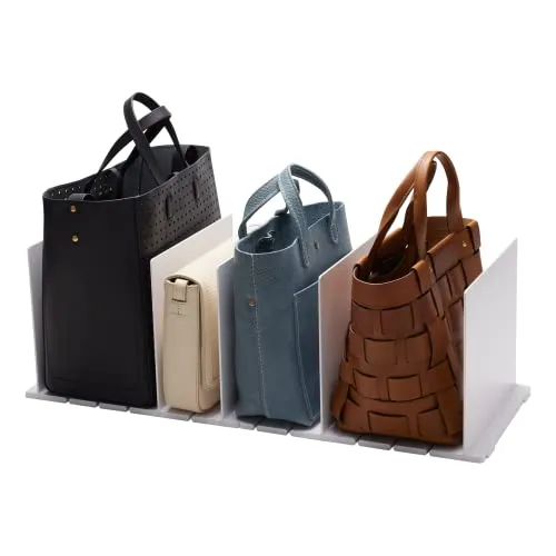 Yamazaki Taschen-Organizer, Weiß - Elegante Ordnung für Ihr Zuhause - Schuhschrank & Organizer Set in Weiß – Ideal für Handtaschen und mehr, mit verstellbaren Trennwänden für individuelle Anpassung und modernes Design.