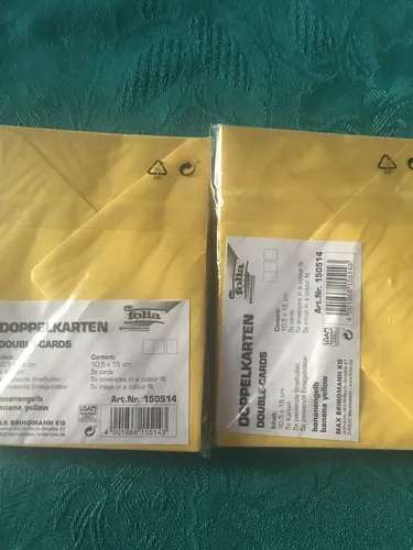 Doppelkarten 10,5 x 15 gelbe Kuverts mit Einlage Glückwunschkarten Briefhüllen 5