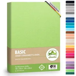 leevitex® Spannbettlaken Spannbettlaken Classic Jersey, Gummizug: rundum, 100% Baumwolle, anschmiegsam & dehnbar, diverse Größen und Farben grün 180 - 200 cm x 200 cm