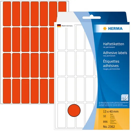 HERMA Etiketten Vielzweck-Etiketten 13x40mm rot VE=896 Stück