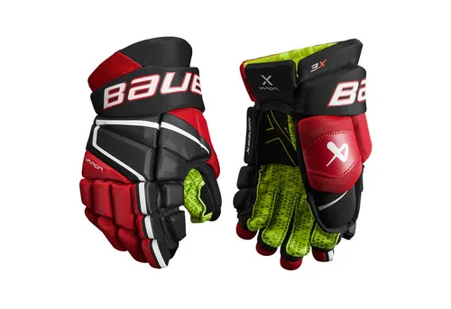 Bauer Vapor 3X Junior Handschuhe, 11 Zoll, schwarz/weiß - Eishockey-Spielerhandschuhe mit hervorragendem Schutz und Flexibilität für junge Spieler.