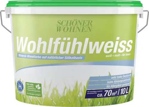 Schöner Wohnen Wohlfühlweiss 10 Liter – Hochwertige Wandfarbe - Farben: Wohlfühlweiss, 10 l für ein harmonisches Raumgefühl, ideal für alle Wohnbereiche.